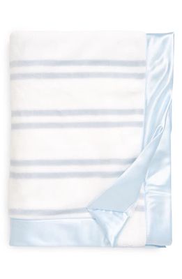 Nordstrom Baby Print Plush Blanket in Blue Feather Double Stripe