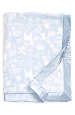 Nordstrom Baby Print Plush Blanket in Blue Flax Woodland