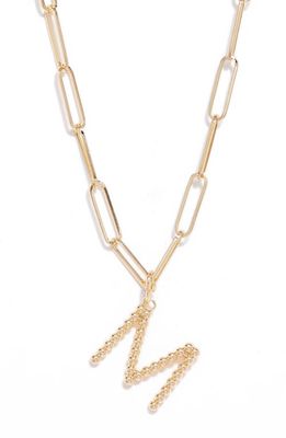Nordstrom Beaded Initial Necklace in M- Gold