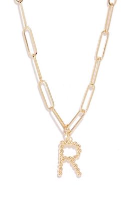 Nordstrom Beaded Initial Necklace in R- Gold