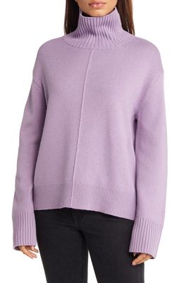 Nordstrom Boxy Cotton & Wool Turtleneck Sweater in Purple Wave