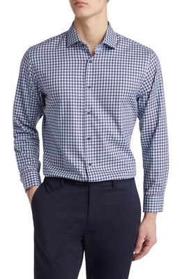 Nordstrom Brickle Trim Fit Check Dress Shirt in Blue- Navy Brickle Check