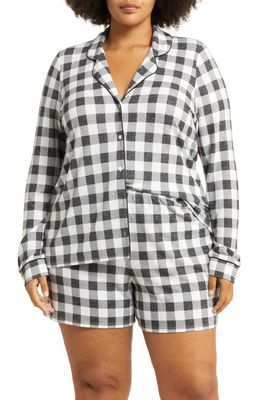 Nordstrom Brushed Hacci Shorts Pajamas in Black- Ivory Buffalo Check