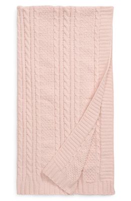 Nordstrom Cable Knit Baby Blanket in Pink Lotus