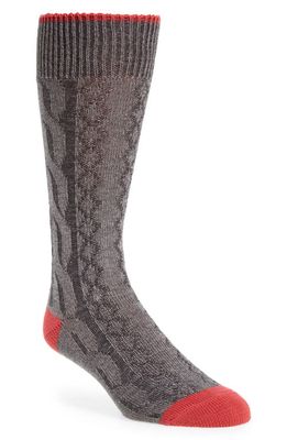 Nordstrom Cable Knit Crew Socks in Grey-Pink