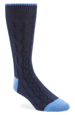 Nordstrom Cable Knit Crew Socks in Navy- Blue