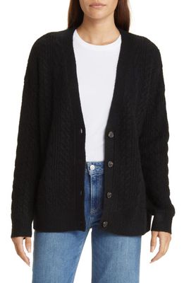 Nordstrom Cable Stitch Oversize Button-Up Sweater in Black