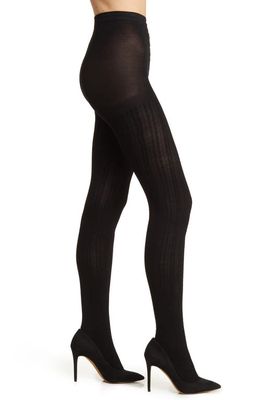 Nordstrom Cable Stitch Sweater Tights in Black