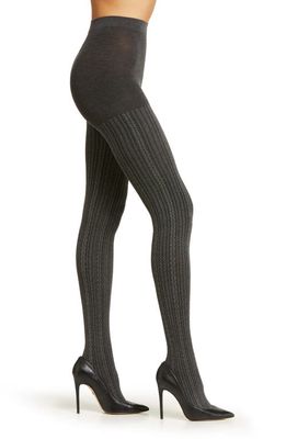 Nordstrom Cable Stitch Sweater Tights in Charcoal Heather