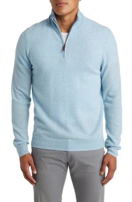 Nordstrom Cashmere Quarter Zip Pullover Sweater in Blue Heather