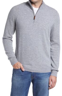 Nordstrom Cashmere Quarter Zip Pullover Sweater in Grey Heather