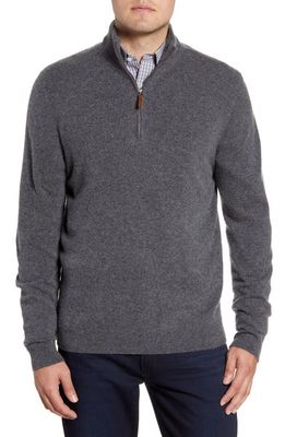 Nordstrom Cashmere Quarter Zip Pullover Sweater in Grey Shade Heather