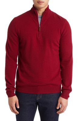 Nordstrom Cashmere Quarter Zip Pullover Sweater in Red Chili