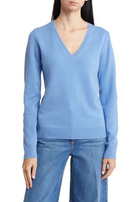 Nordstrom Cashmere V-Neck Sweater in Blue Azurine