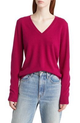Nordstrom Cashmere V-Neck Sweater in Pink Plumier
