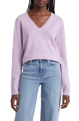 Nordstrom Cashmere V-Neck Sweater in Purple Feminine Heather