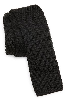 Nordstrom Cason Solid Knit Silk Skinny Tie in Black