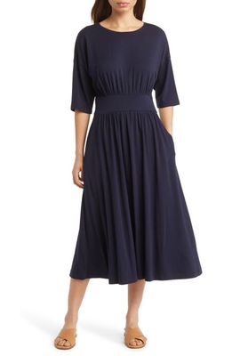 Nordstrom Cinched Waist Midi Dress in Navy Night