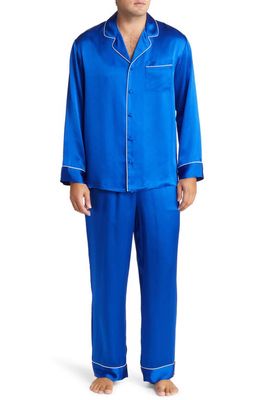 Nordstrom Classic Silk Pajamas in Blue Surf
