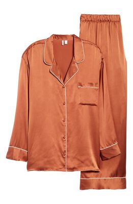 Nordstrom Classic Silk Pajamas in Brown Coconut