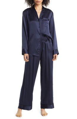 Nordstrom Classic Silk Pajamas in Navy Peacoat