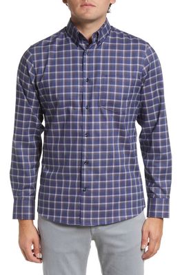 Nordstrom Colin Tech-Smart CoolMax® Trim Fit Plaid Poplin Button-Down Shirt in Navy India Ink Collin Plaid