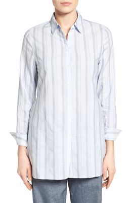 Nordstrom Collection Variegated Stripe Belted Tunic in Blue- Navy Multi Stripe