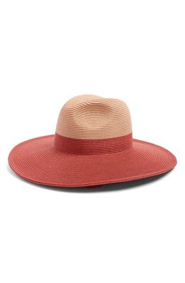 Nordstrom Colorblock Wide Brim Panama Hat in Pink Cedar Combo