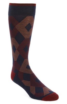 Nordstrom CoolMax® Pattern Dress Socks in Navy- Burgundy Geo