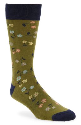 Nordstrom CoolMax® Pattern Dress Socks in Olive Mayfly Floral