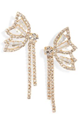 Nordstrom Crystal Butterfly Wing Fringe Earrings in Clear- Gold