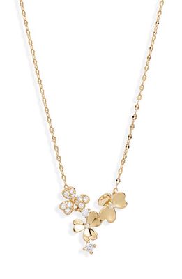 Nordstrom Crystal Clover Cluster Pendant Necklace in Clear- Gold