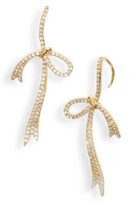 Nordstrom Cubic Zirconia Bow Drop Earrings in Clear- Gold