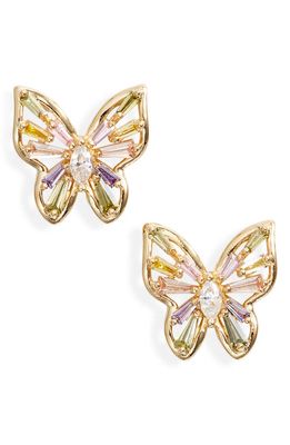 Nordstrom Cubic Zirconia Butterfly Stud Earrings in Pastel Multi- Gold