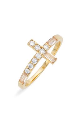 Nordstrom Cubic Zirconia Cross Ring in Clear- Gold