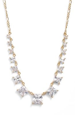 Nordstrom Cubic Zirconia Figaro Chain Frontal Necklace in Clear- Gold