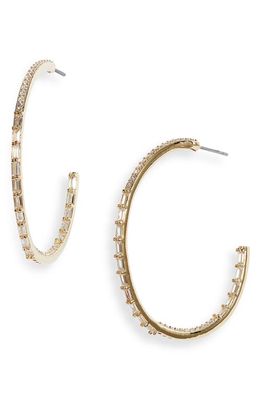 Nordstrom Cubic Zirconia Inside Out Hoop Earrings in Clear- Gold