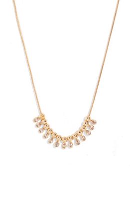 Nordstrom Cubic Zirconia Teardrop Frontal Necklace in Clear- Gold