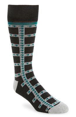 Nordstrom Cushion Foot Dress Socks in Grey Charcoal- Teal Check