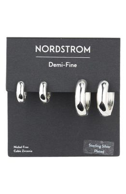 Nordstrom Demi Fine Set of 2 Huggie Hoop Earrings in Sterling Silver Plated