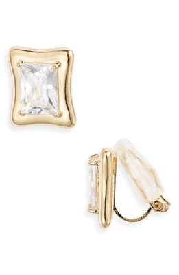 Nordstrom Demifine Cubic Zirconia Rectangle Clip-On Earrings in 14K Gold Plated