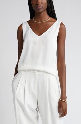 Nordstrom Double V-Neck Tank in Ivory Cloud