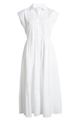 Nordstrom Drop Waist Button Front Cotton Midi Dress in White