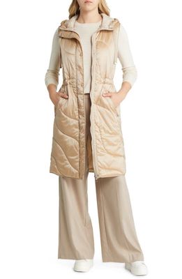 Nordstrom Elongated Quilted Vest in Beige Pearl