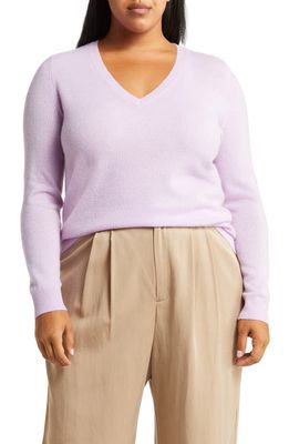 Nordstrom Essential V-Neck Cashmere Sweater in Purple Feminine
