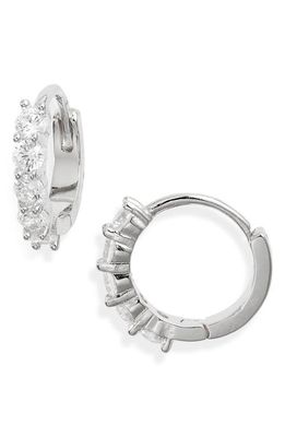 Nordstrom Everyday Cubic Zirconia Huggie Hoop Earrings in Clear- Silver