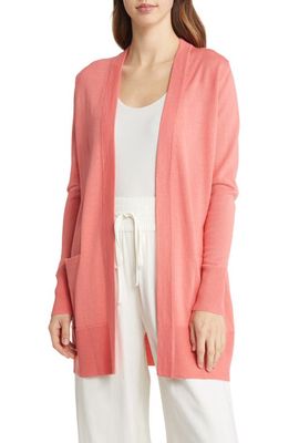 Nordstrom Everyday Open Front Cardigan in Coral Rose Tea