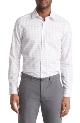 Nordstrom Extra Trim Fit Non-Iron Plaid Dress Shirt in White- Purple Easy Grid
