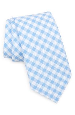 Nordstrom Family Gingham Cotton Seersucker Tie in Blue Serenity- White Gingham