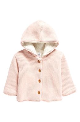 Nordstrom Faux Shearling Lined Cardigan in Pink Lotus